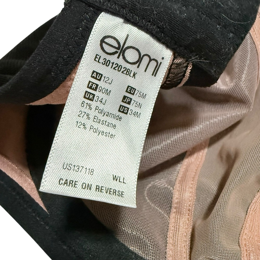 Elomi NWT EL301202blk  34M Black Plunge Kintai Bra Underwire - Picture 5 of 6